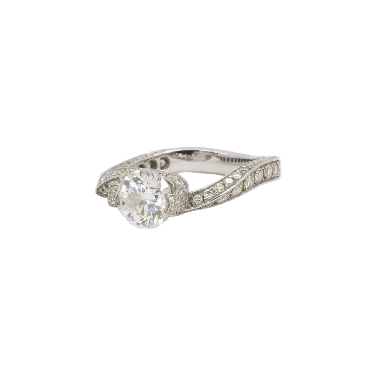 Bague solitaire or blanc diamants taille brillant 0,90 ct - Castafiore