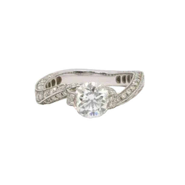 Bague solitaire or blanc diamants taille brillant 0,90 ct - Castafiore