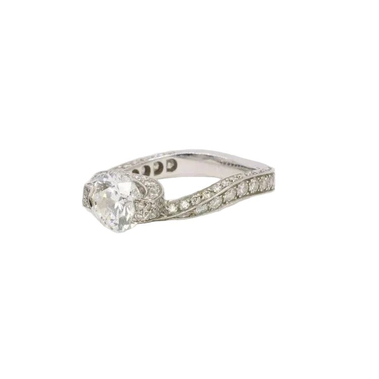 Bague solitaire or blanc diamants taille brillant 0,90 ct - Castafiore