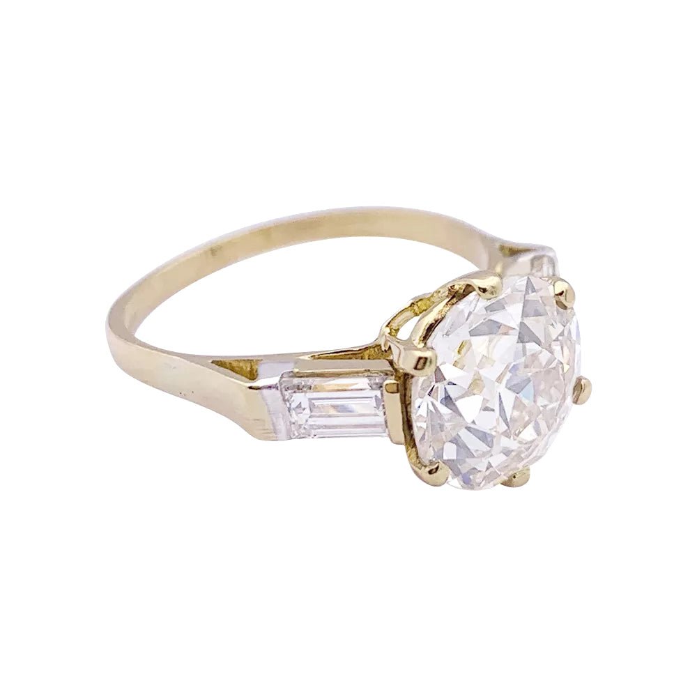 Bague solitaire or jaune, diamant 3,32 cts. - Castafiore