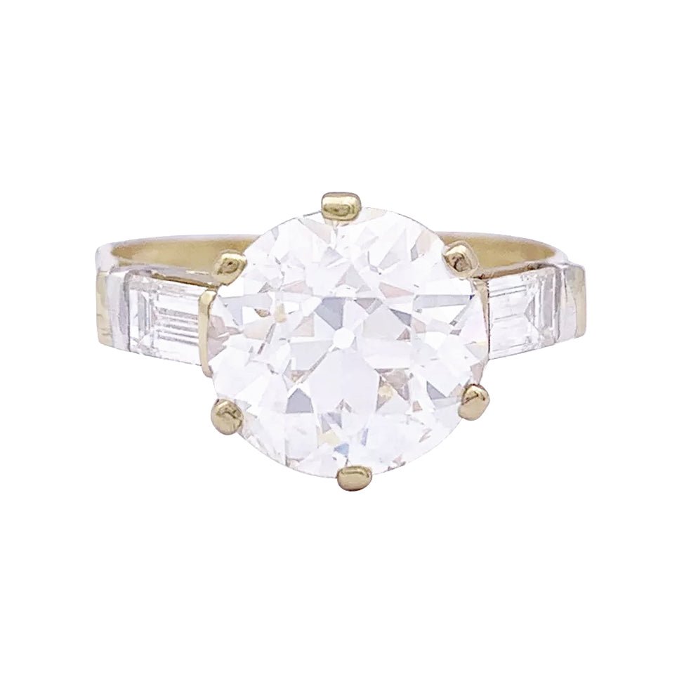 Bague solitaire or jaune, diamant 3,32 cts. - Castafiore