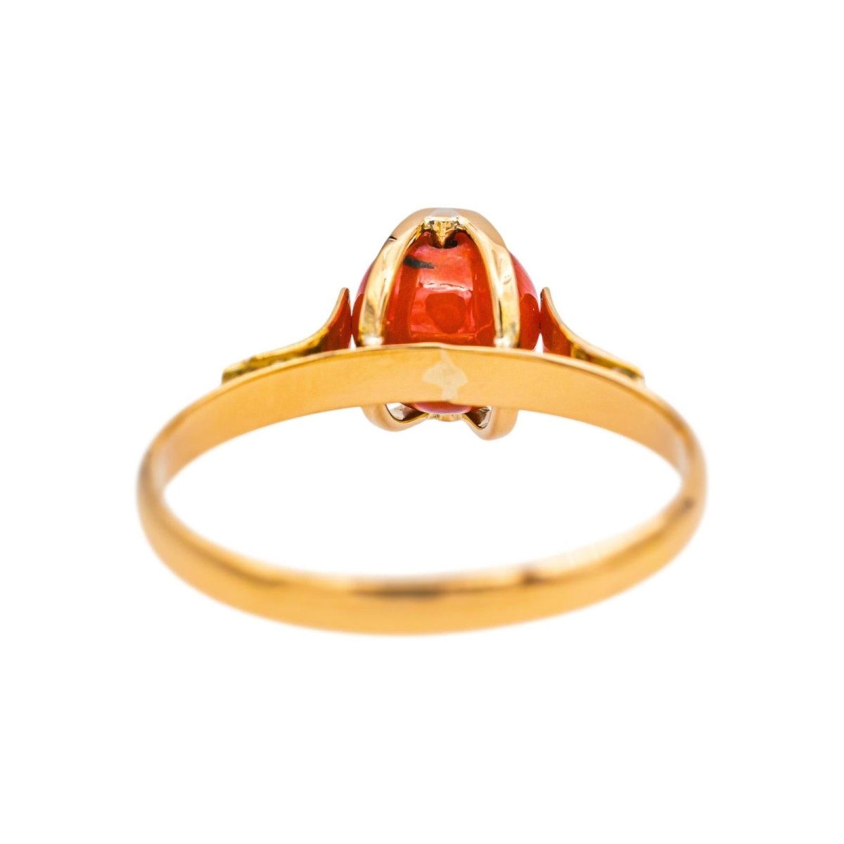 Bague Solitaire Or rose Corail - Castafiore