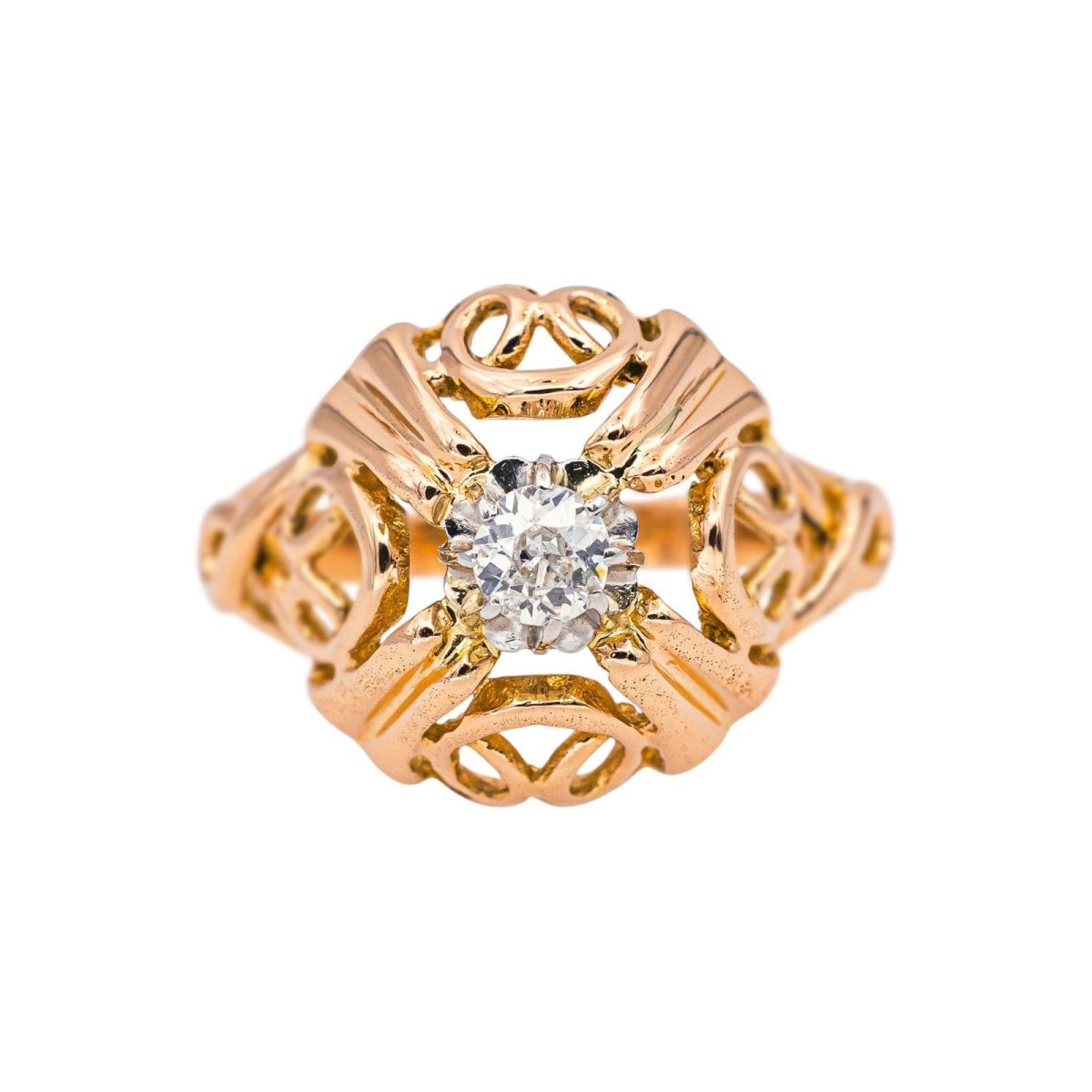 Bague Solitaire Or rose Diamant - Castafiore
