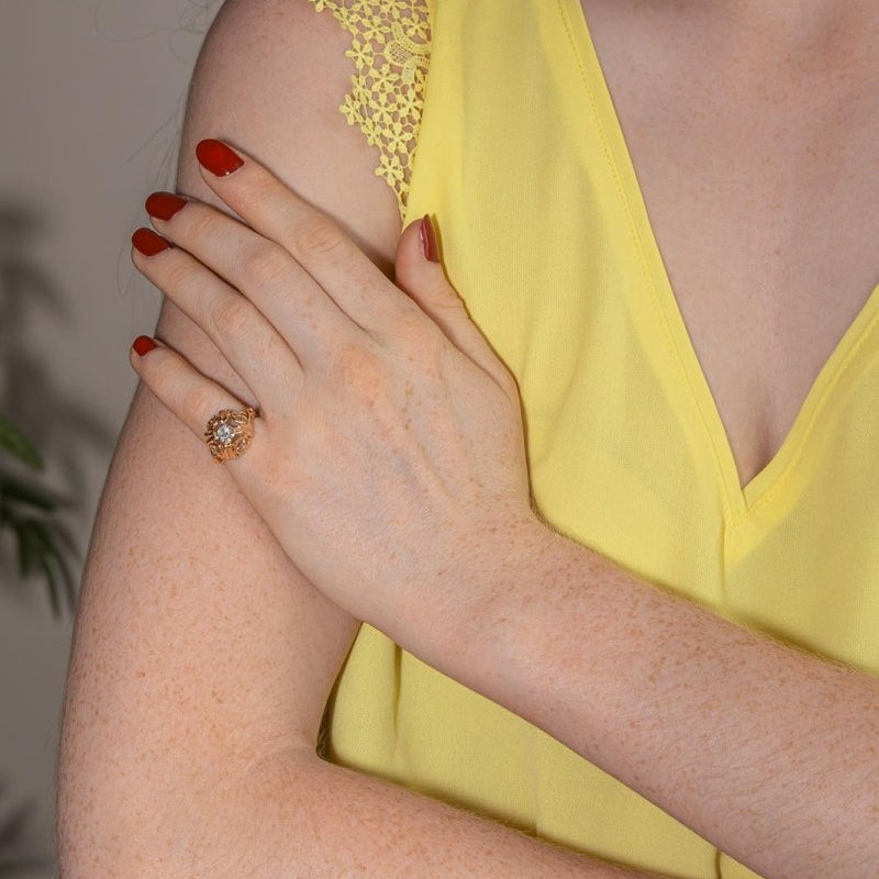 Bague Solitaire Or rose Diamant - Castafiore