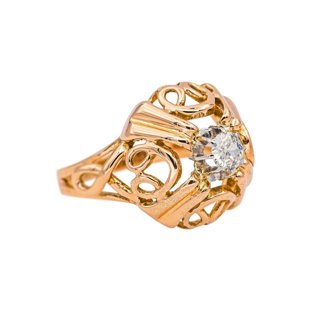 Bague Solitaire Or rose Diamant - Castafiore