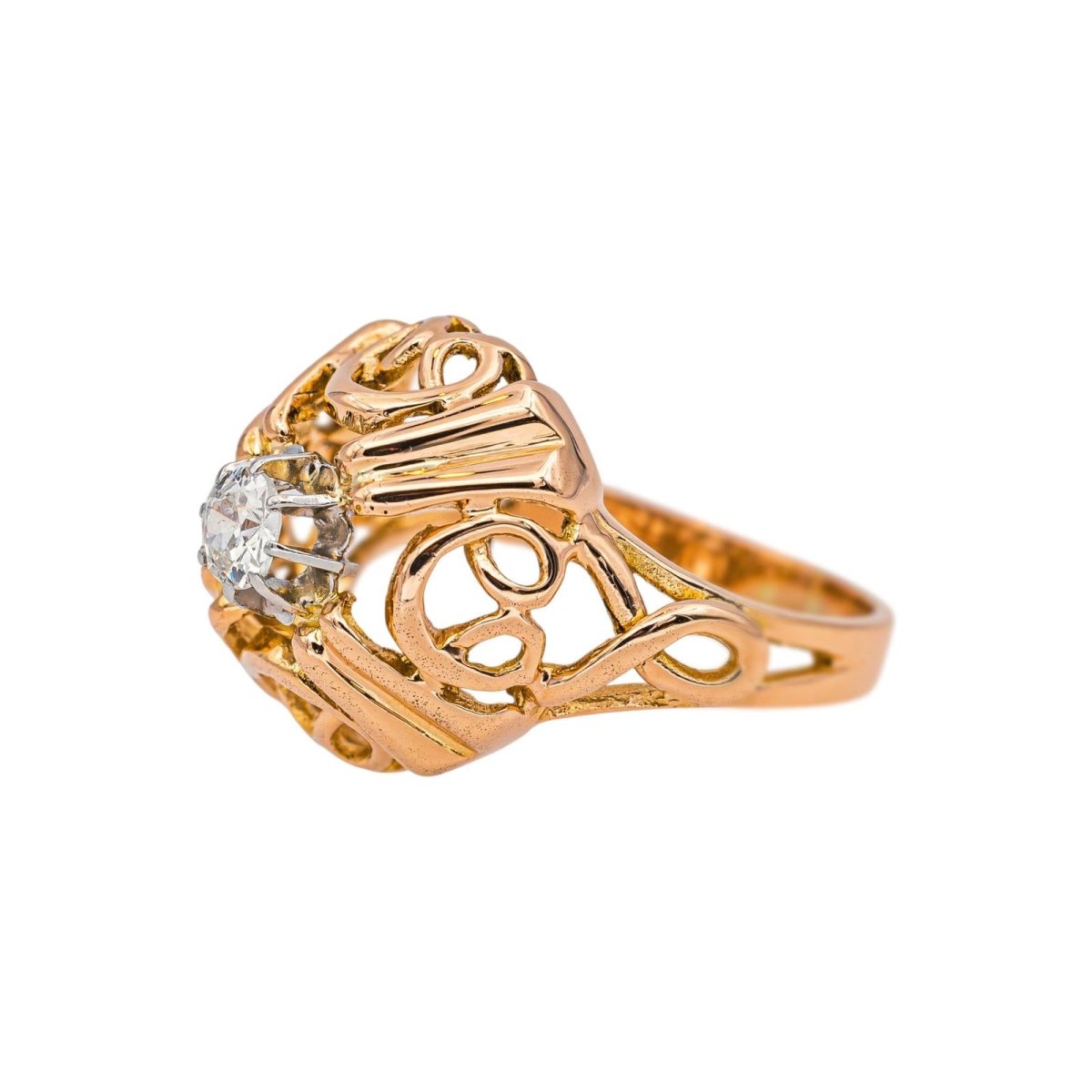 Bague Solitaire Or rose Diamant - Castafiore