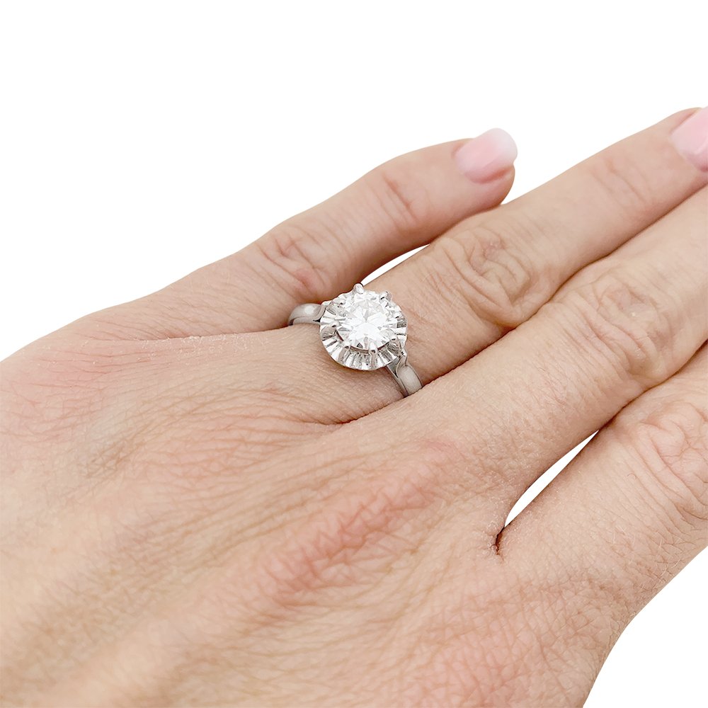 Bague solitaire platine et diamant - Castafiore