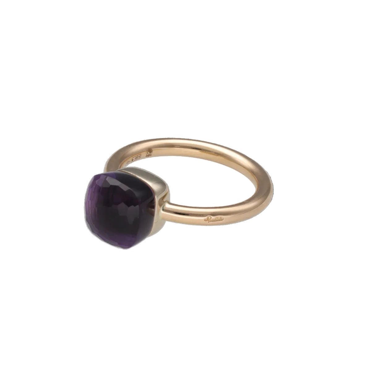 Bague Solitaire POMELLATO "Nudo Classic" en or blanc, or rose et améthyste - Castafiore
