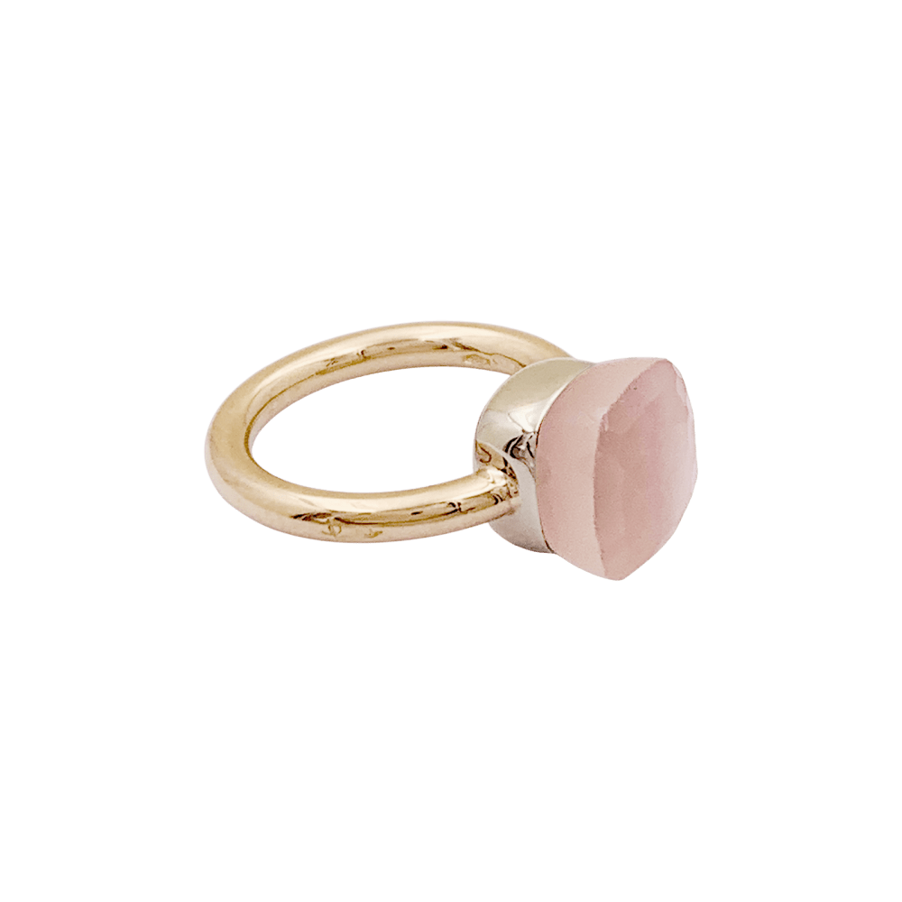 Bague Solitaire POMELLATO "Nudo Classic" en or blanc, or rose et quartz - Castafiore