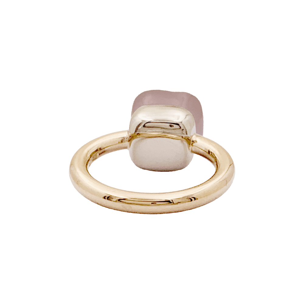 Bague Solitaire POMELLATO "Nudo Classic" en or blanc, or rose et quartz - Castafiore
