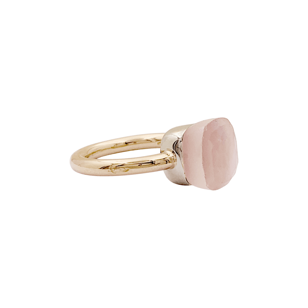 Bague Solitaire POMELLATO "Nudo Classic" en or blanc, or rose et quartz - Castafiore
