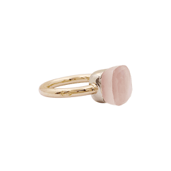 Bague Solitaire POMELLATO "Nudo Classic" en or blanc, or rose et quartz - Castafiore