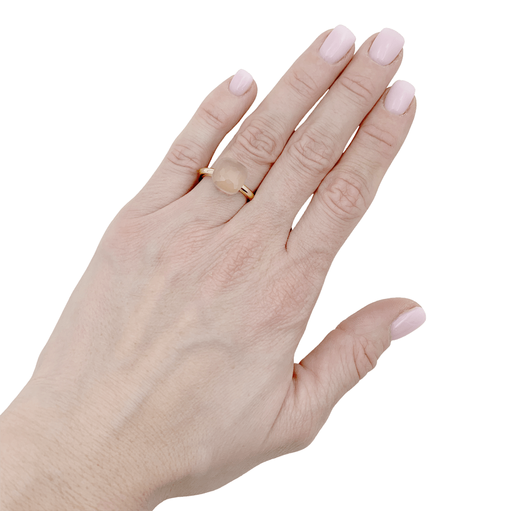 Bague Solitaire POMELLATO "Nudo Classic" en or blanc, or rose et quartz - Castafiore