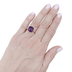 Bague Solitaire POMELLATO "Nudo Classic" en or rose et améthyste - Castafiore