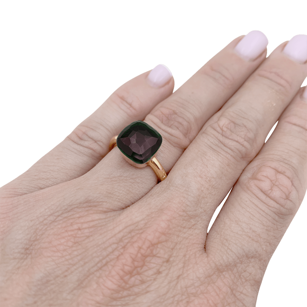 Bague Solitaire POMELLATO "Nudo Classic" en or rose et grenat - Castafiore