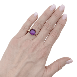 Bague Solitaire POMELLATO "Nudo Classic" en or rose, or blanc et améthyste - Castafiore