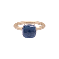 Bague Solitaire POMELLATO "Nudo" en or rose, or blanc et topaze - Castafiore