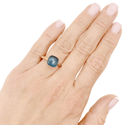 Bague Solitaire POMELLATO "Nudo" en or rose, or blanc et topaze - Castafiore