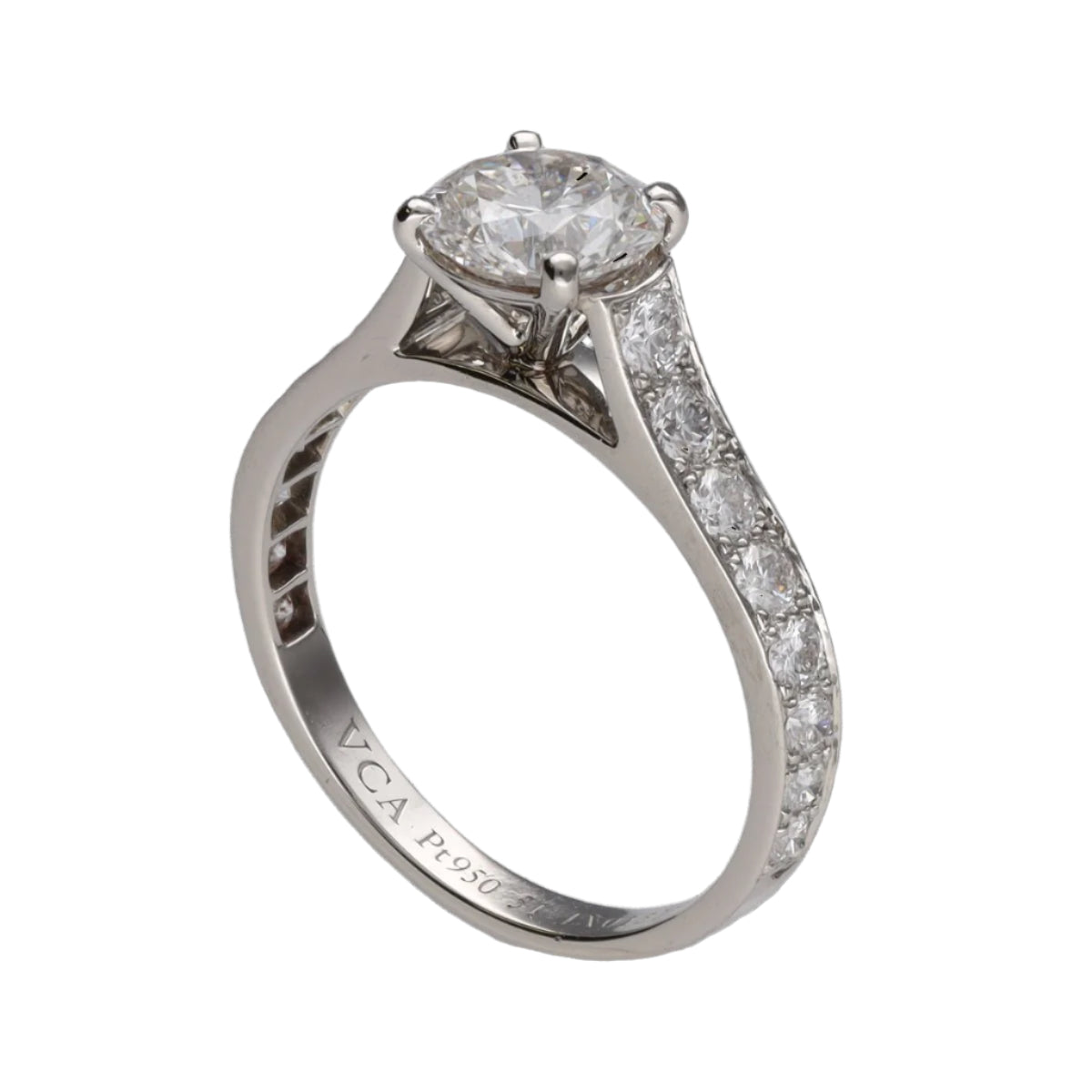 Bague Solitaire VAN CLEEF & ARPELS en platine et diamant - Castafiore