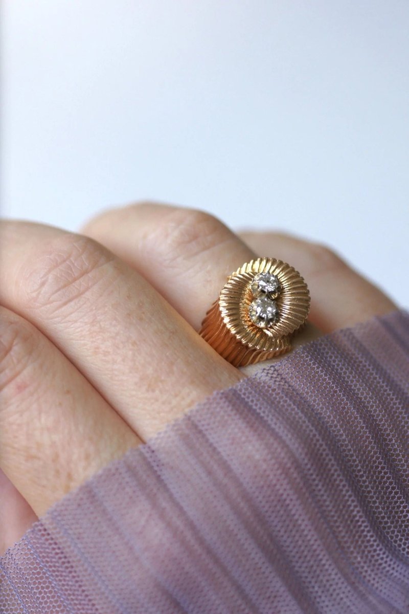 Bague spirale or rose et diamants - Castafiore