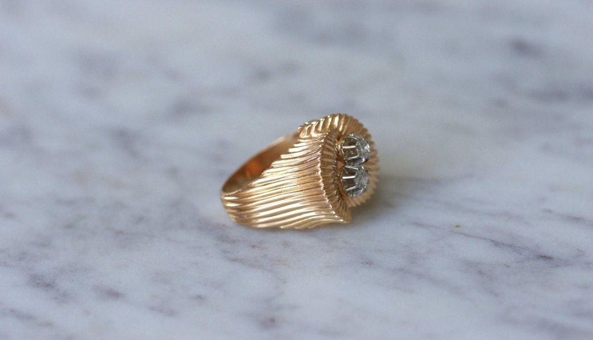 Bague spirale or rose et diamants - Castafiore