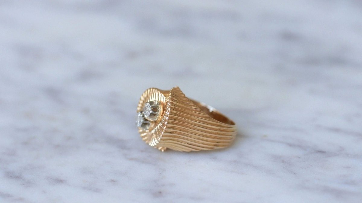 Bague spirale or rose et diamants - Castafiore