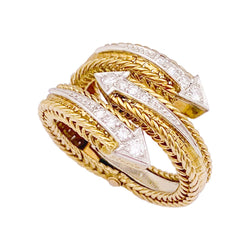 Bague Sterlé or jaune, platine, diamants. - Castafiore