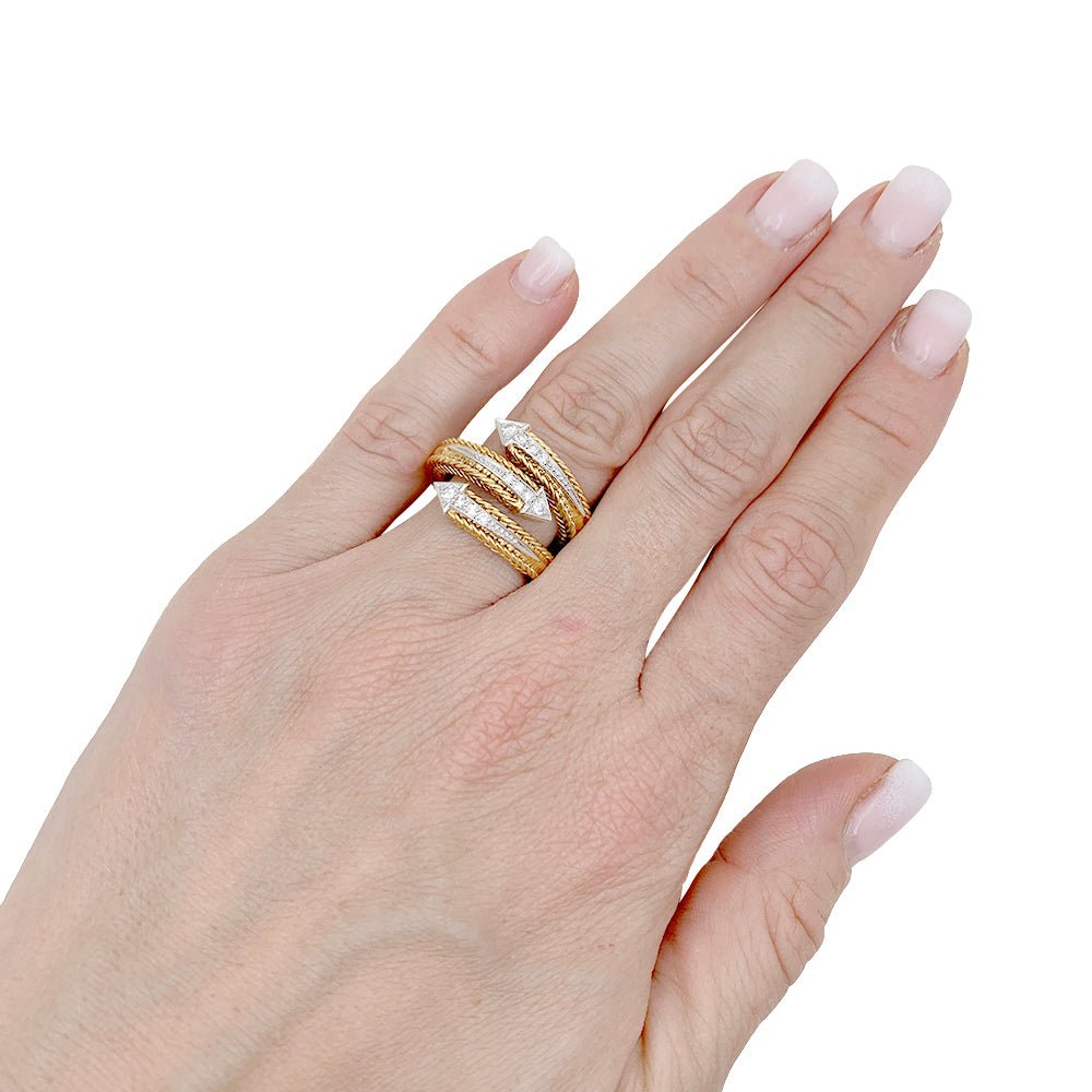 Bague Sterlé or jaune, platine, diamants. - Castafiore