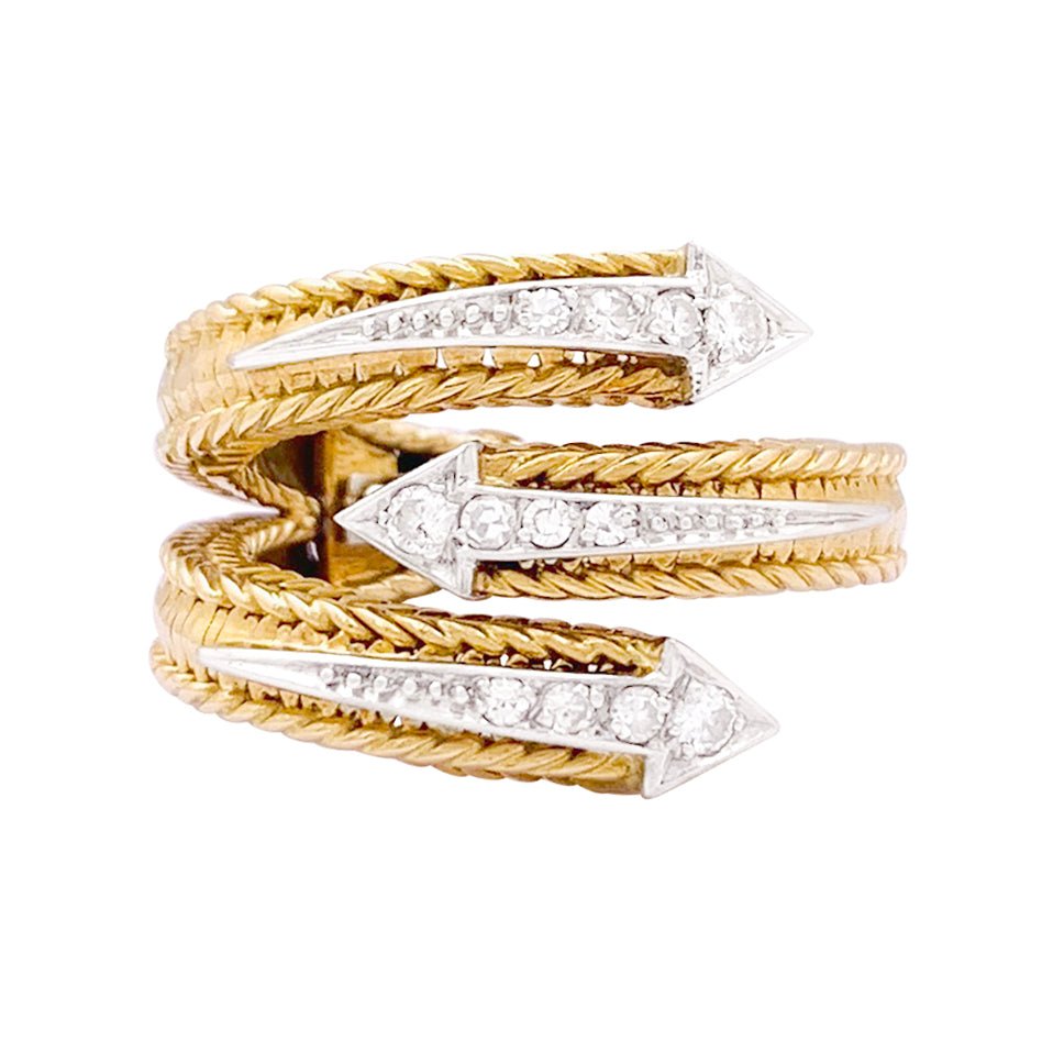 Bague Sterlé or jaune, platine, diamants. - Castafiore