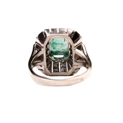Bague style Art Déco émeraude colombienne en or blanc et platine - Castafiore