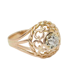 Bague Tank ajourée en or rose et diamant - Castafiore