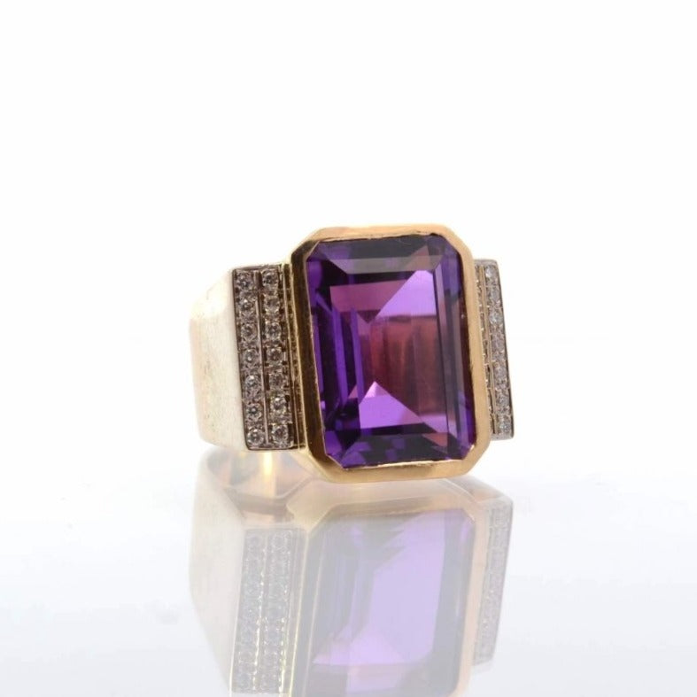 Bague tank améthyste et diamants - Castafiore