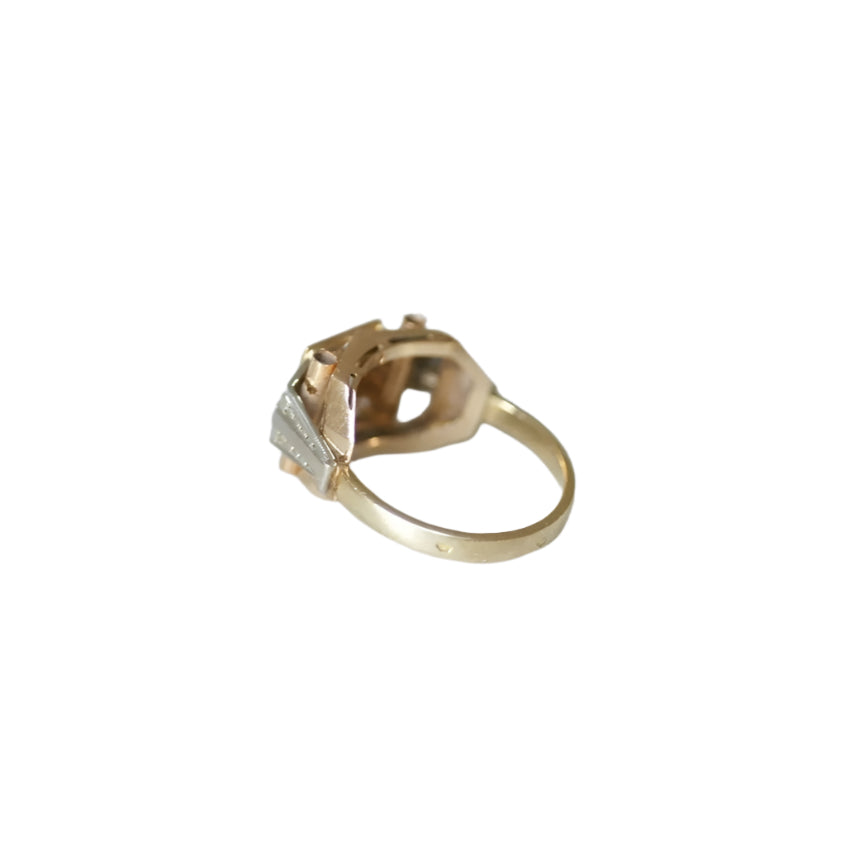 Bague Tank Art Déco deux ors et diamant - Castafiore