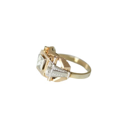 Bague Tank Art Déco deux ors et diamant - Castafiore