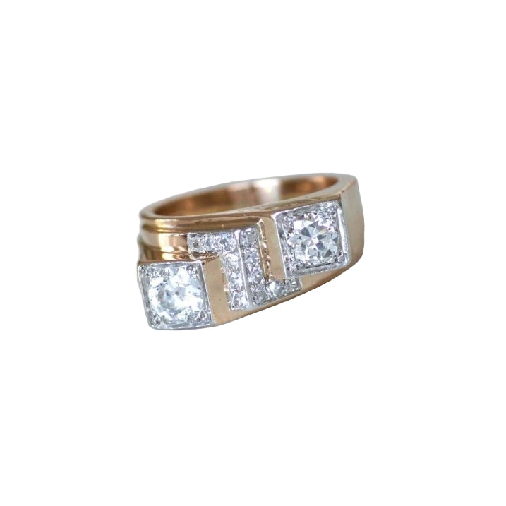 Bague Tank Asymétrique Diamants 1,20 Cts - Castafiore