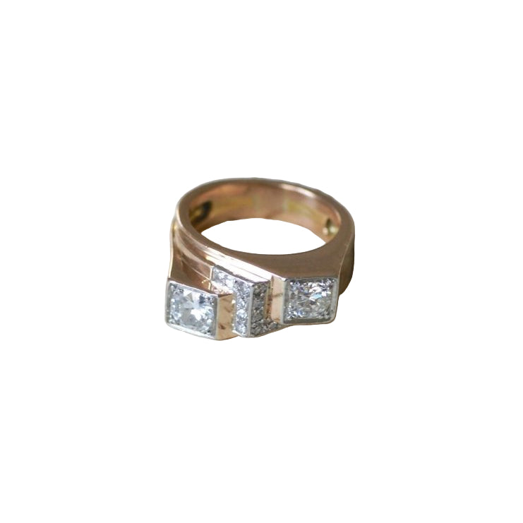 Bague Tank Asymétrique Diamants 1,20 Cts - Castafiore