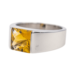 Bague Tank CARTIER en or blanc et citrine - Castafiore