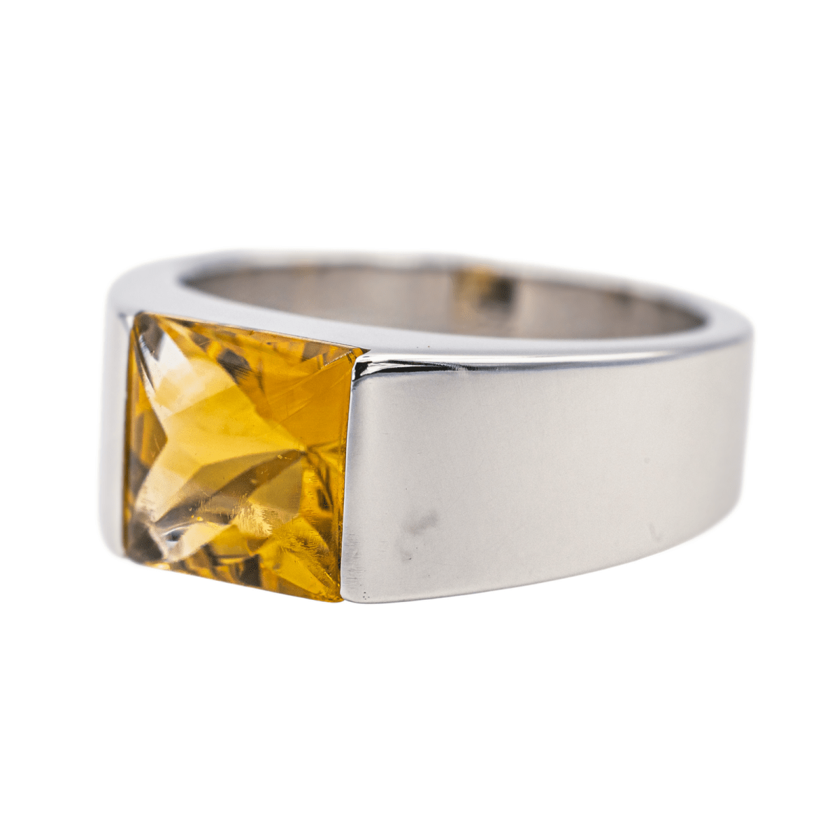 Bague Tank CARTIER en or blanc et citrine - Castafiore