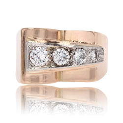 Bague tank diamants asymétrique or rose - Castafiore