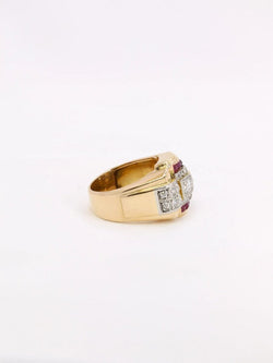 Bague tank diamants rubis calibrés - Castafiore