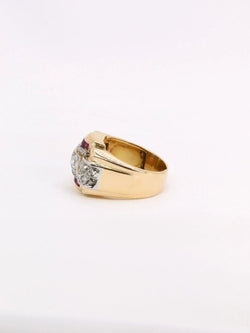 Bague tank diamants rubis calibrés - Castafiore