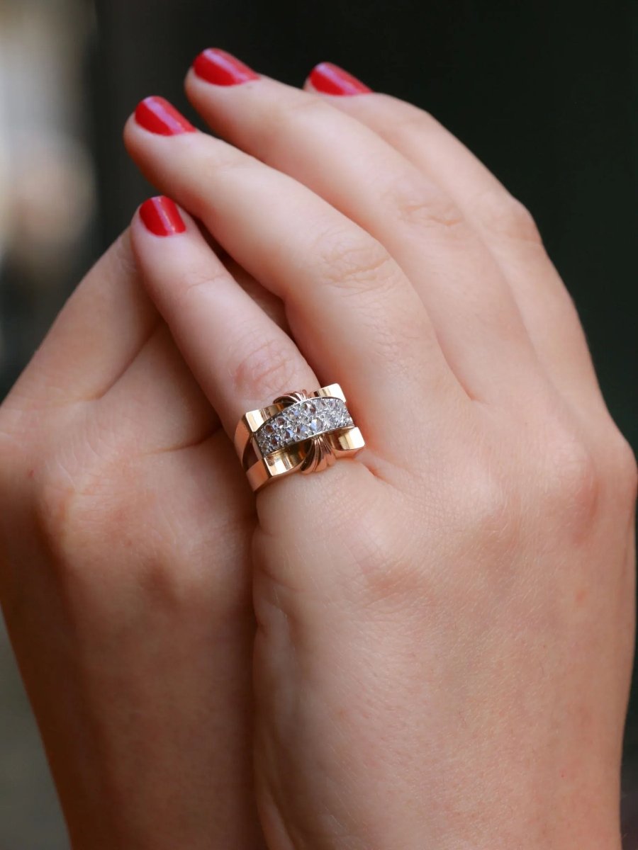 Bague Tank diamants taille rose - Castafiore