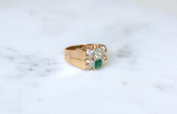 Bague Tank Emeraude Colombienne et Diamants - Castafiore