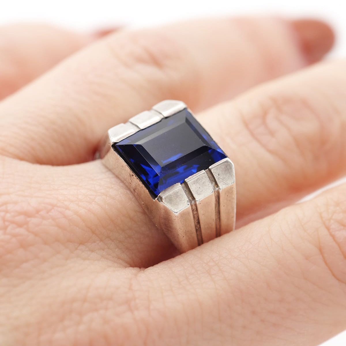 Bague Tank en argent et spinelle - Castafiore