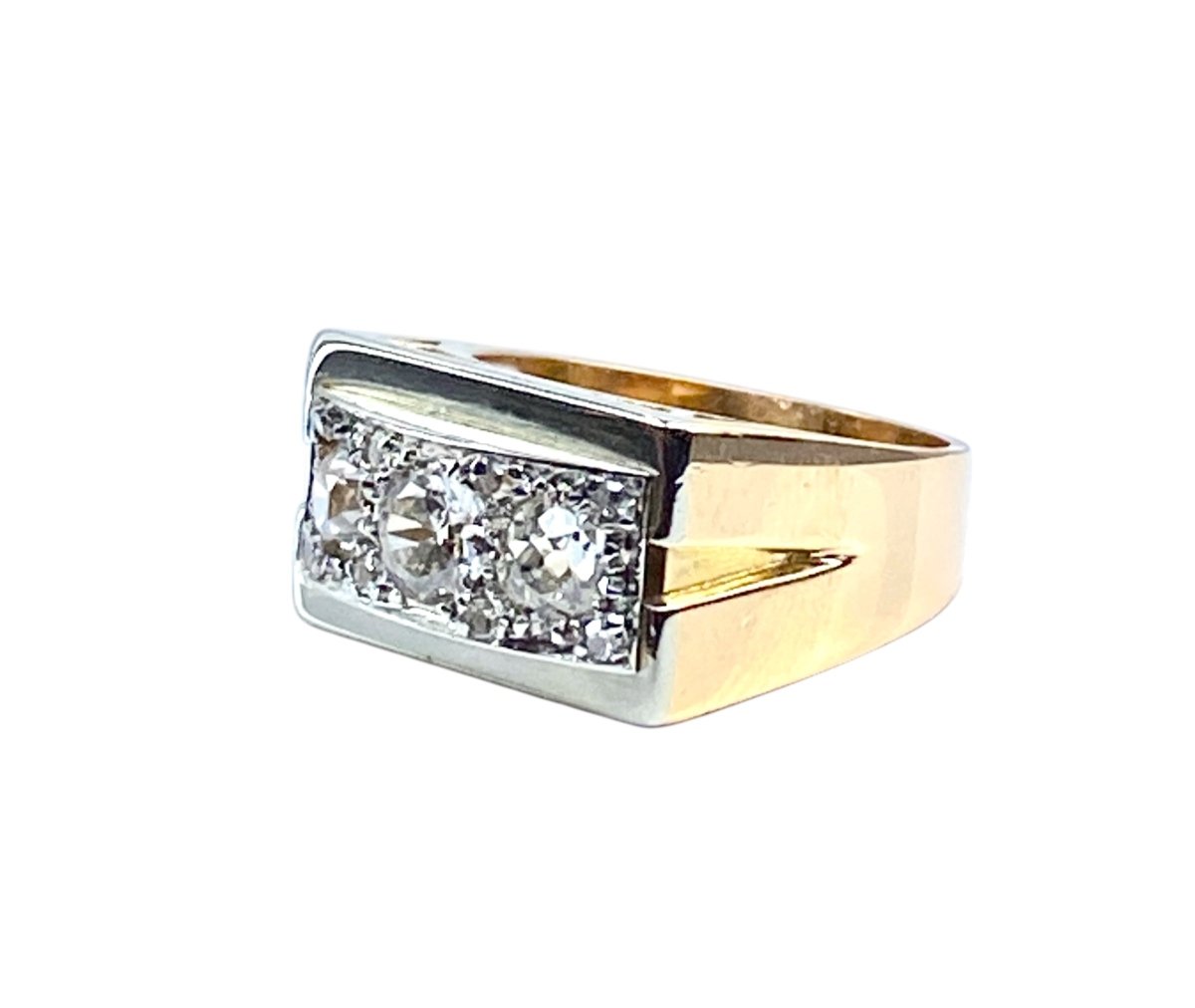 Bague Tank en or 18 carats et platine en diamants - Castafiore