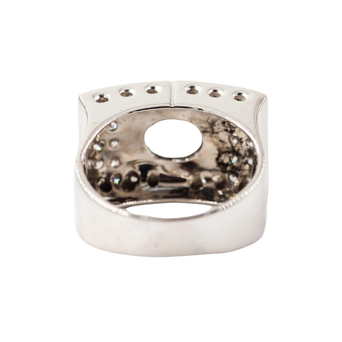 Bague Tank en or blanc, aigue-marine et diamants - Castafiore