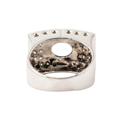 Bague Tank en or blanc, aigue-marine et diamants - Castafiore