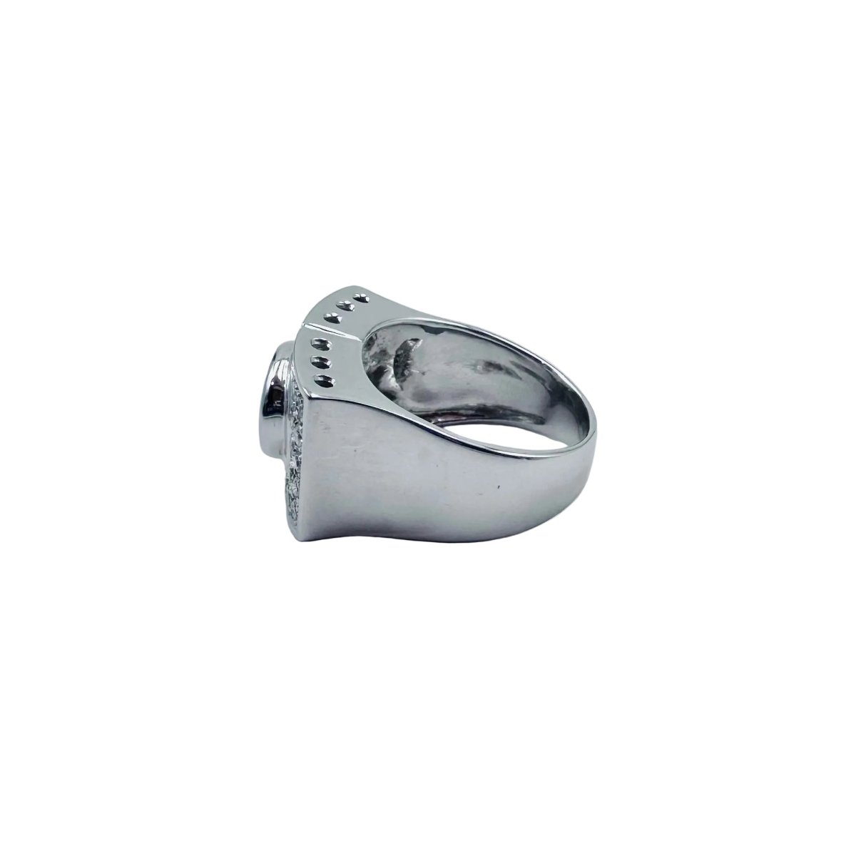Bague Tank en or blanc, aigue-marine et diamants - Castafiore