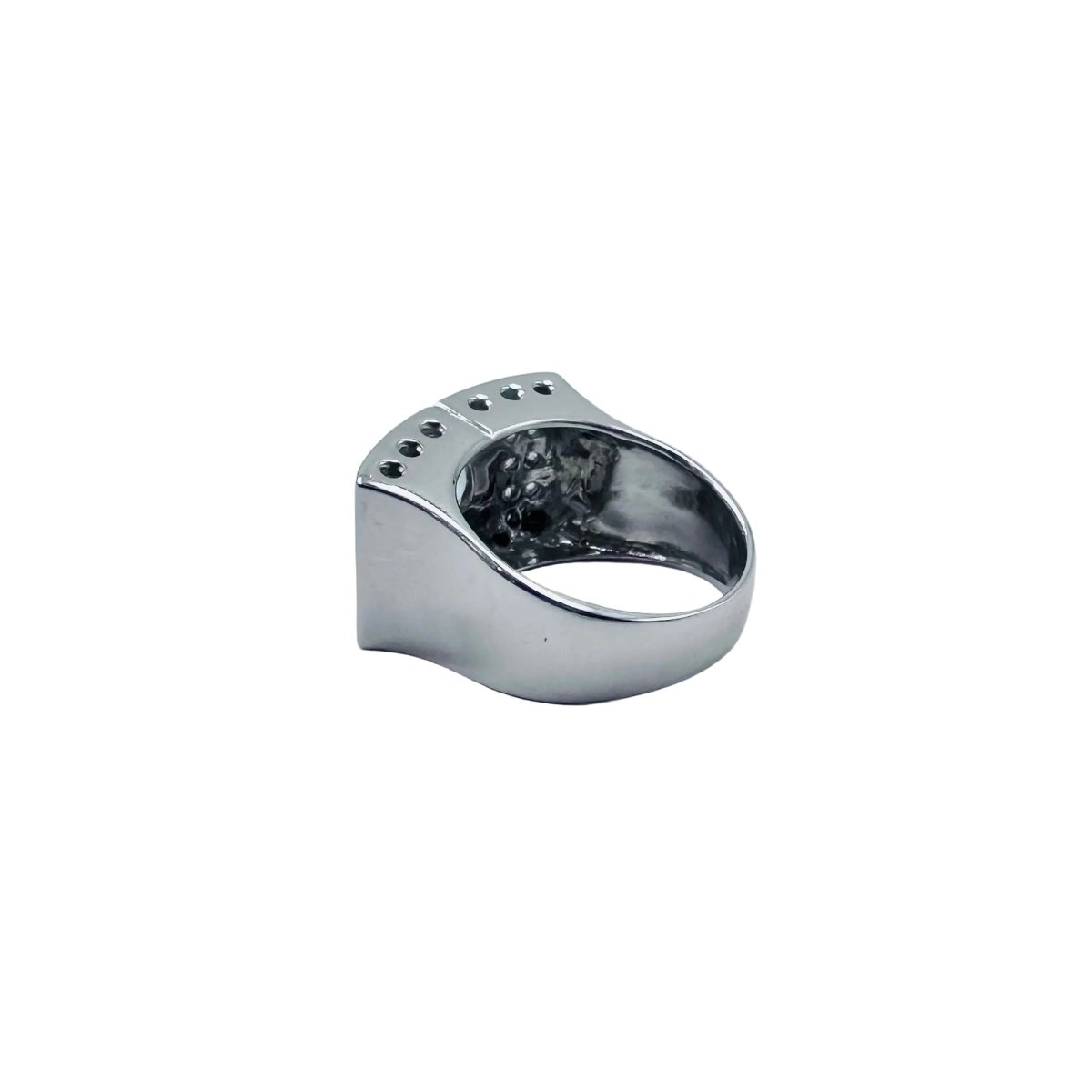 Bague Tank en or blanc, aigue-marine et diamants - Castafiore