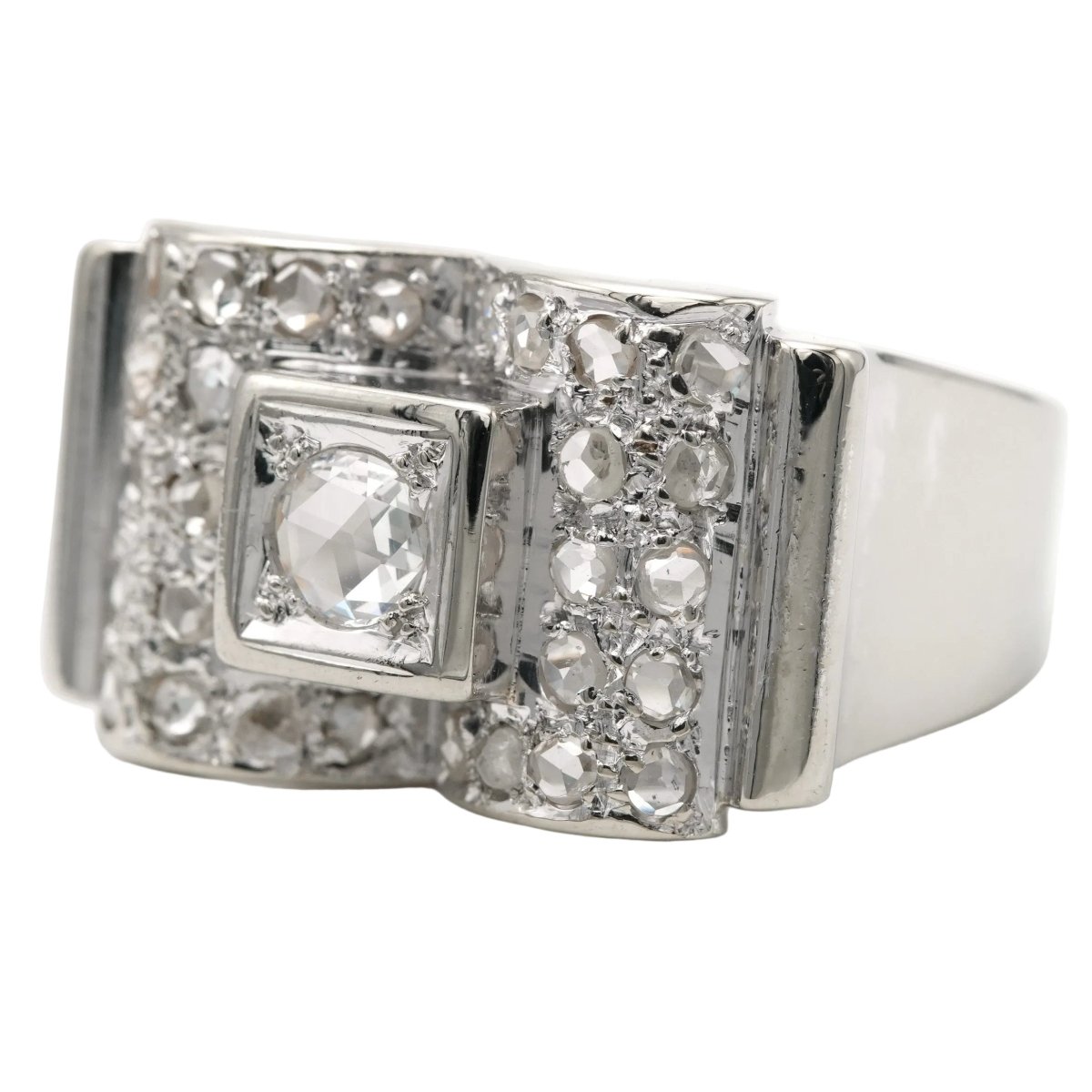 Bague Tank en or blanc et diamants - Castafiore